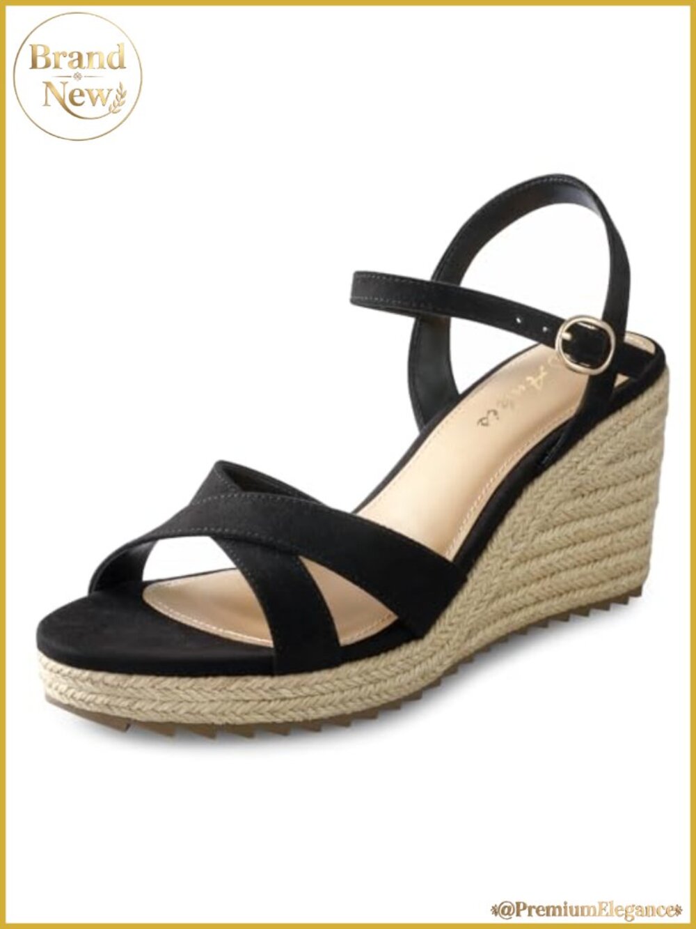 Wedge Sandals Women Open Toe Cross Band Ankle Strap Espadrille Dressy Summer